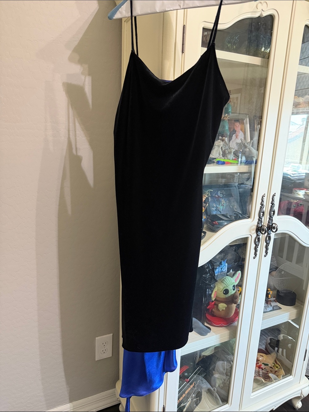 Positive Attitude Black velvet with purple satin spaghetti strap Dress